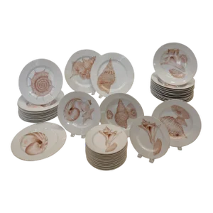 Coastal Chic Vintage Sea Shell Fitz and Floyd "Coquille" Pattern Dinnerware Set- 36 Pieces