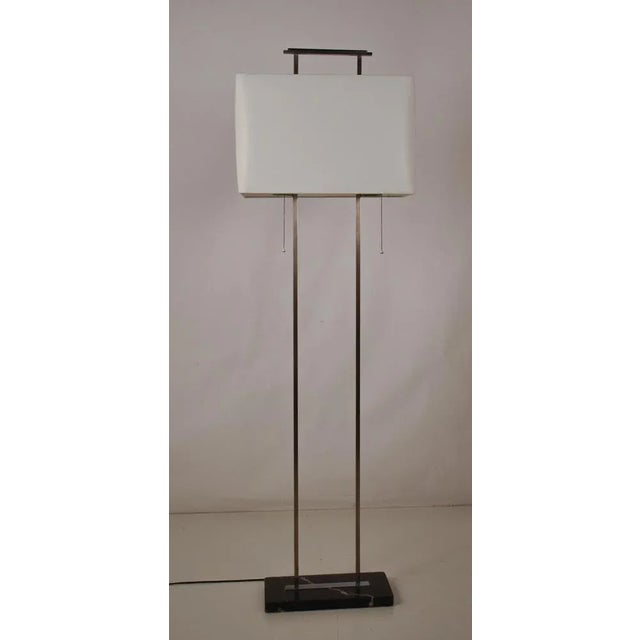Black Mid-Century Floor Lamp with Base in Black Marble and Chromed Metal Structure For Sale - Image 8 of 11