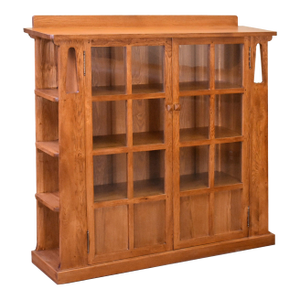 Mission Double Door Bookcase With Side Shelves - Michael's Cherry