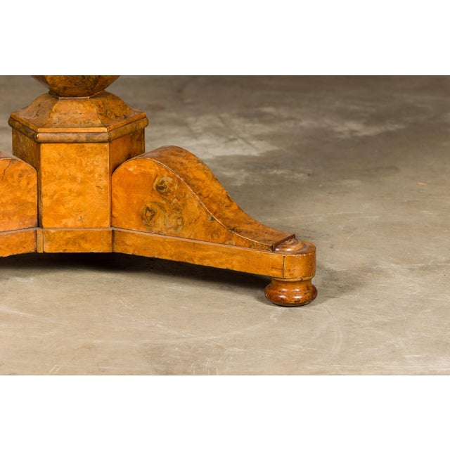 19th Century French Empire Walnut Pedestal Table with Round Marble Top and Tripod Base For Sale In Atlanta - Image 6 of 11