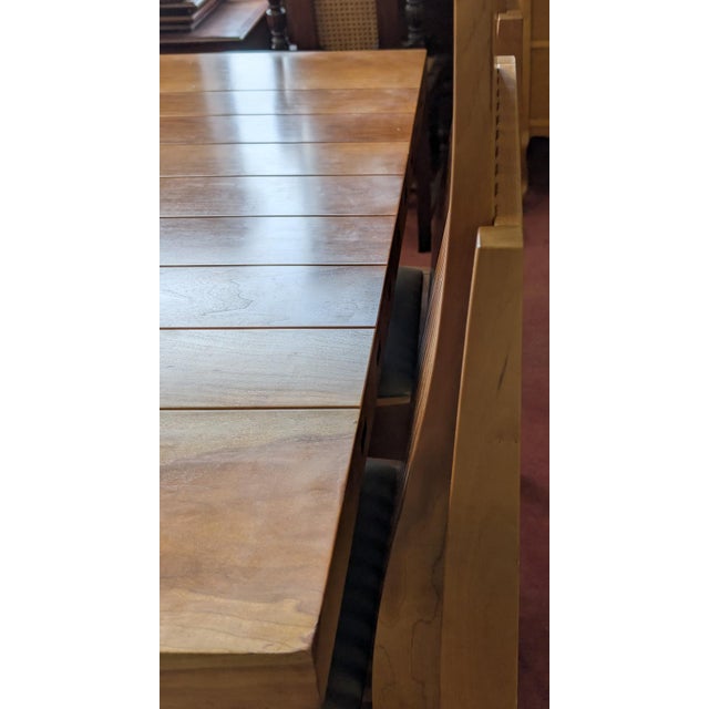 Late 20th Century Monumental Studio Crafted Dining Table & 8 Chairs, Cherry Wood & Tile For Sale - Image 18 of 18