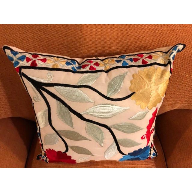 Textile Moroccan Handmade Embroidered Pillows - a Pair For Sale - Image 7 of 9