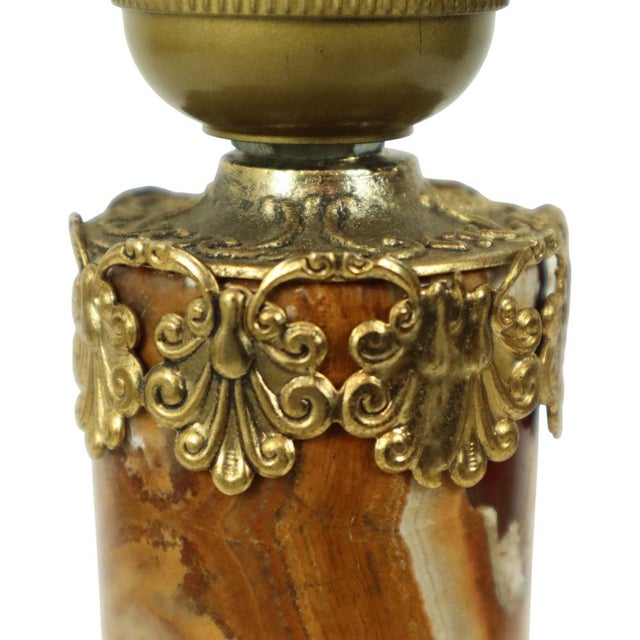Onyx and Brass Column Table Lamp, 1950s For Sale - Image 13 of 17