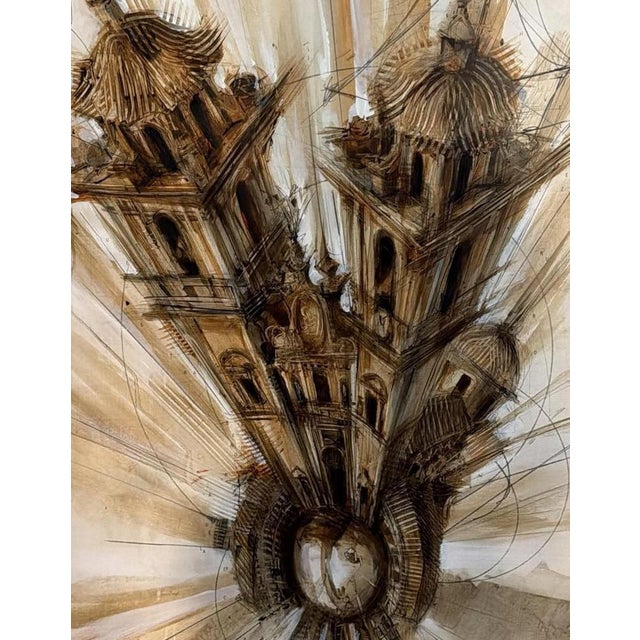 Contemporary Abraham Pinto, Cathedral, Oil on Wood, Framed For Sale - Image 3 of 6