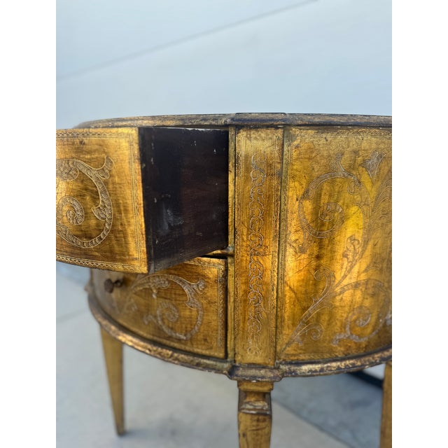 Wood Italian Florentine Two Drawer Side Table/Nightstand For Sale - Image 7 of 18