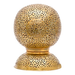 Early 21st Century Moroccan Brass Sculpted Floor Lamp For Sale
