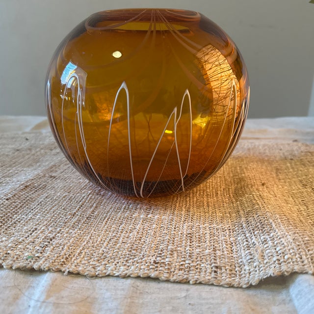Vase --Orange MCM Spherical Vase For Sale In New Orleans - Image 6 of 6