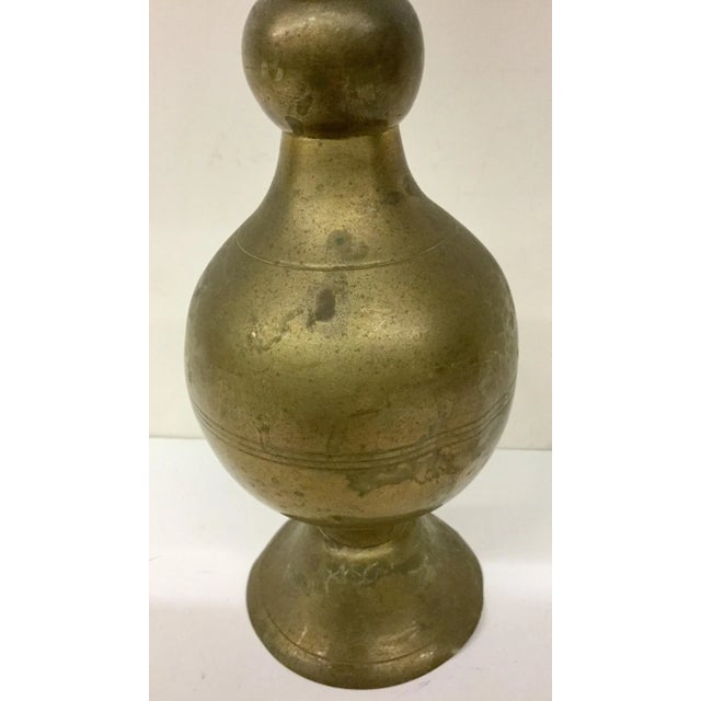 Traditional Antique Brass Dual Use Candleholder For Sale - Image 3 of 11