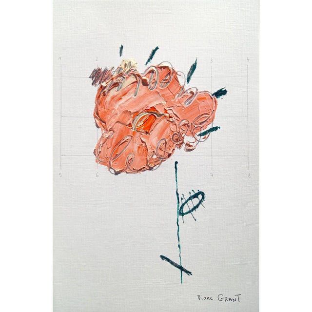One-of-a-Kind Organic Modern Minimalist Flower Studies. Oil and pencil on high-quality 'Hahnemühle' Canvas Grain Fine Art...