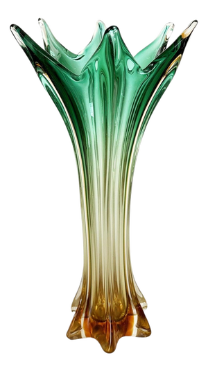 Large Italian Green and Transparent Vase, Italy, 1950