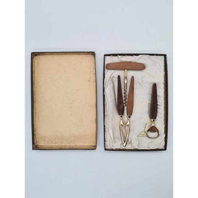 Wood Bar Set with Wooden Handles by Echt Vergoldet, West Germany, 1960s. For Sale - Image 7 of 9