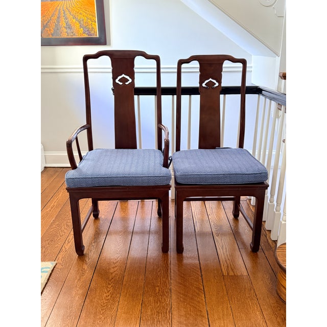 Set of 8 Vintage Rosewood Dining Chairs With Blue Seats For Sale - Image 11 of 18