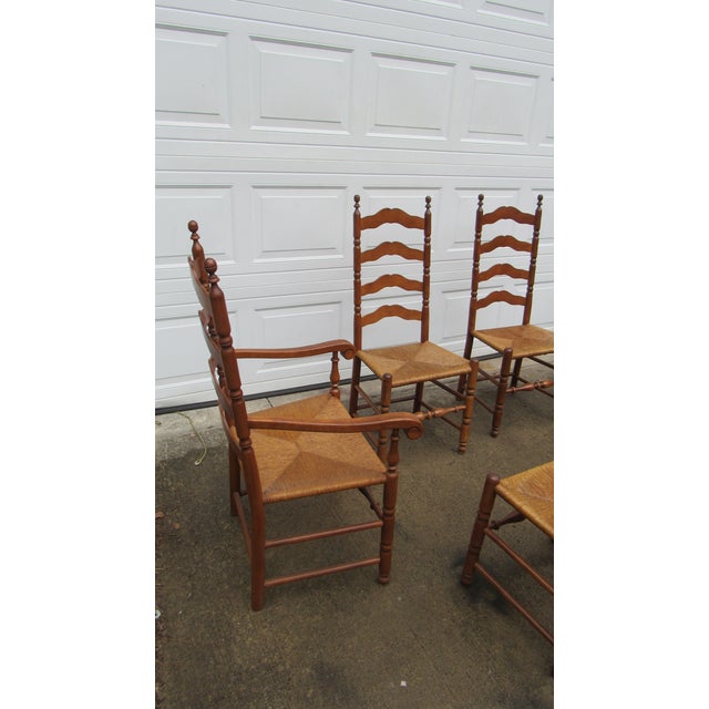 Traditional Vintage Rush Ladderback Kitchen Dining Room Chairs For Sale - Image 3 of 10