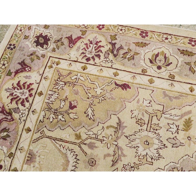 Ivory Antique Indian Agra Rug For Sale - Image 8 of 10