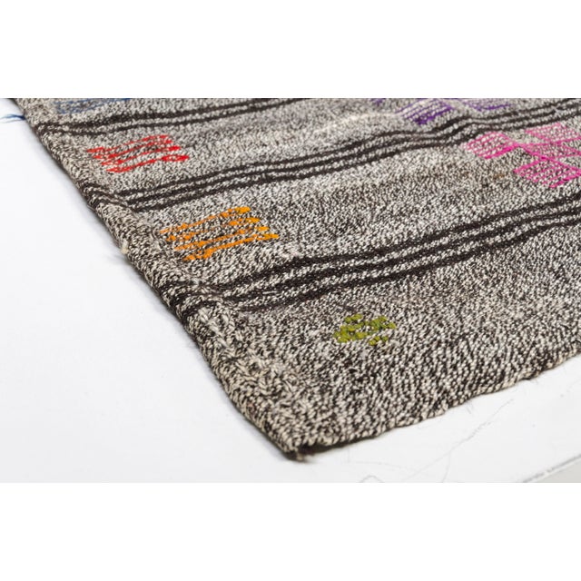 Turkish Vintage Turkish Tribal Kilim - Geometric Stripe Rug For Sale - Image 3 of 10