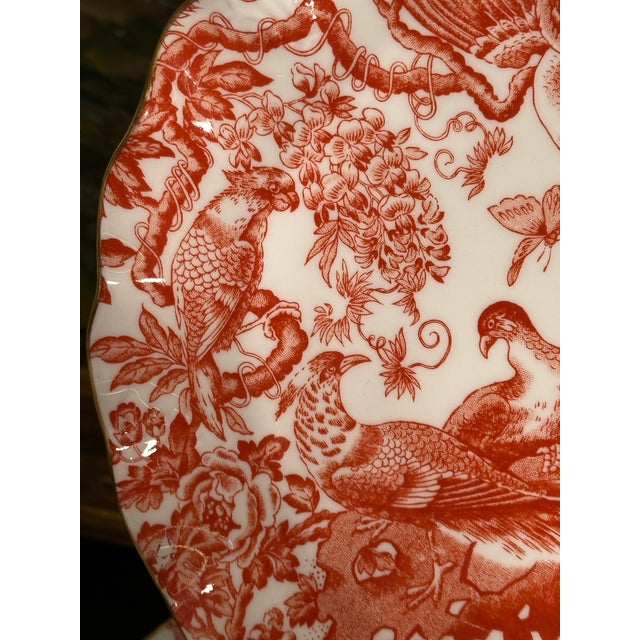 Late 20th Century Royal Crown Derby “Red Aves” Fluted Dessert Plates, 8.75” - Set of 12 For Sale - Image 11 of 12