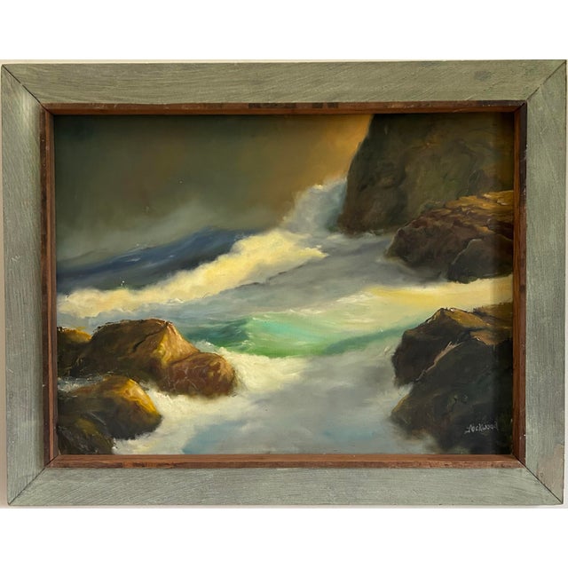 Impressionist Vintage Framed Impressionist Seascape Oil Painting on Panel For Sale - Image 3 of 7