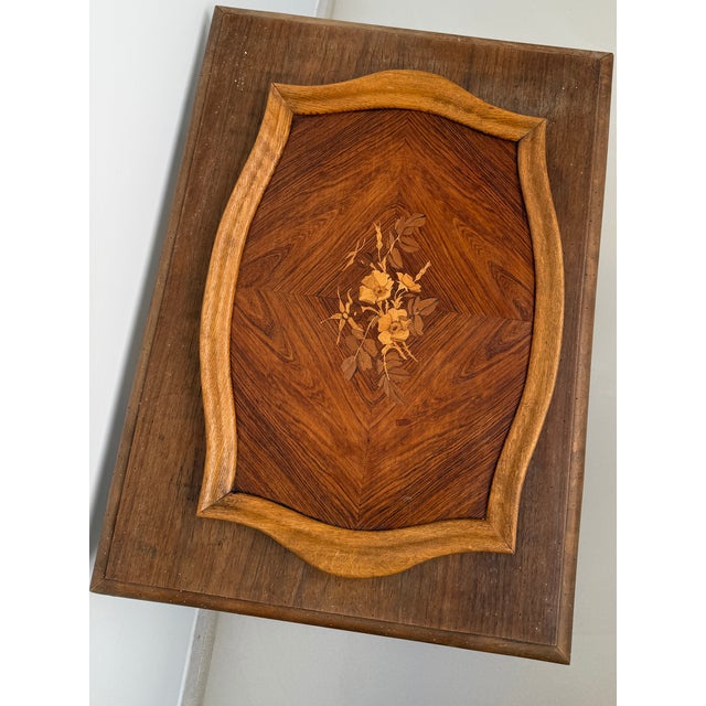 Vintage Marquetry Wooden Serving Tray For Sale - Image 5 of 5