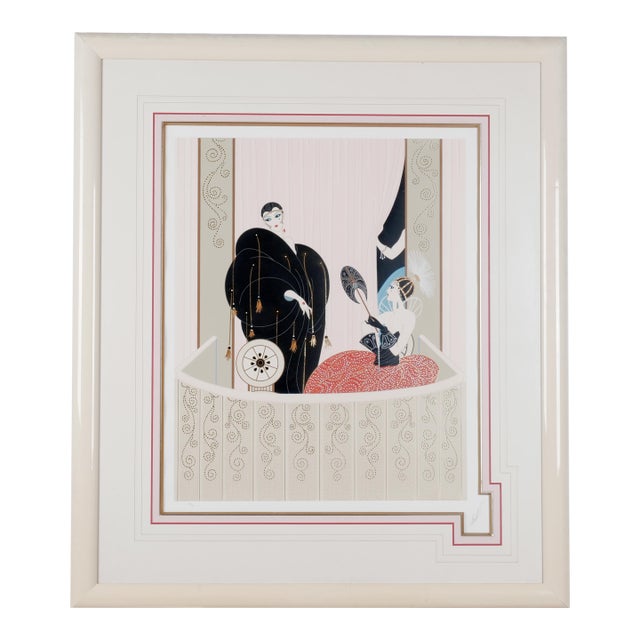 1987 Erte "Loge De Theater" Serigraph Hand Signed & Numbered Limited Edition 170/300 Framed & Matted For Sale