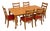 Queen Anne Extension Dining Room Extension Table + Six Dining Chairs Set For Sale