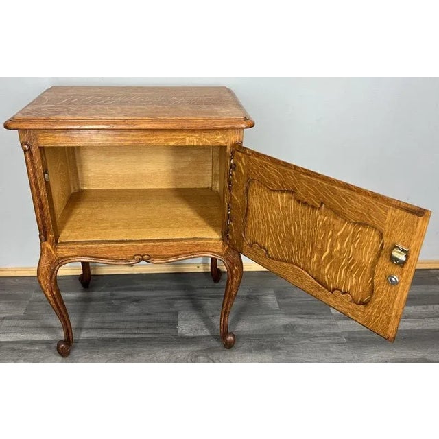 Brown Vintage French Louis XVI Style Oak Nightstand For Sale - Image 8 of 9