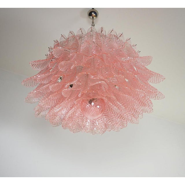 italian vintage chandelier in murano glass and nickel plated metal structure. The armor polished nickel supports 100 large...