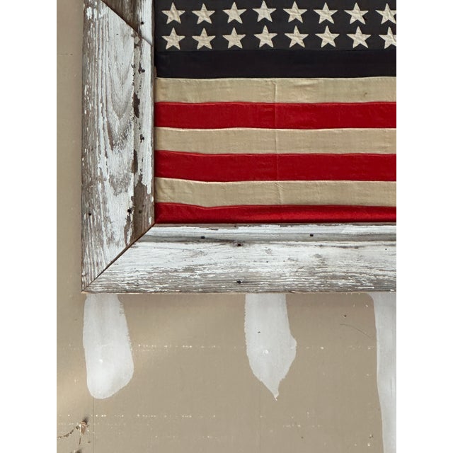 Wood Large Vintage Framed American Flag For Sale - Image 7 of 7