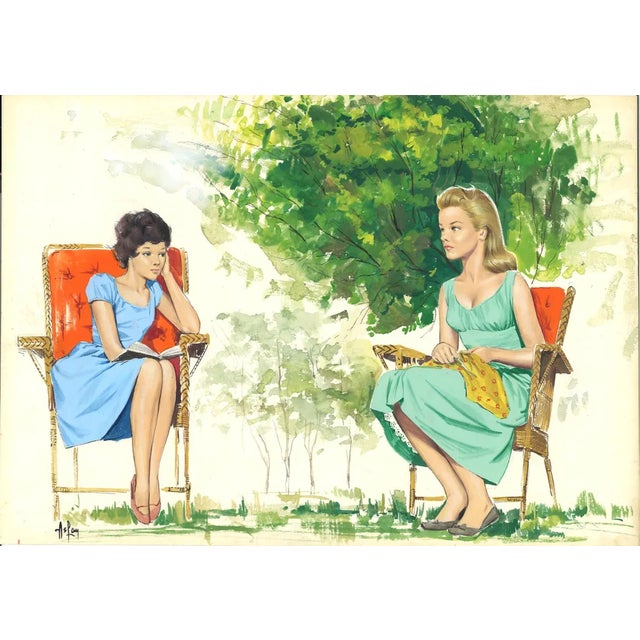 Aslan, Conversation, Gouache For Sale