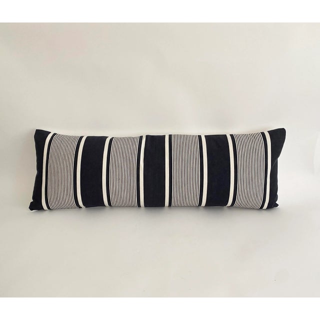 2020s French Ticking and Linen Body Pillow For Sale - Image 5 of 5