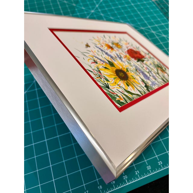 American Framed Original Watercolor Painting of “Bees Garden” For Sale - Image 3 of 12