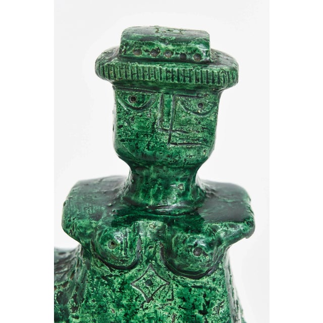 Vintage Rare Aldo Londi for Bitossi Green Glazed Ceramic Sculpture Object MId Century Modern. For Sale - Image 10 of 12