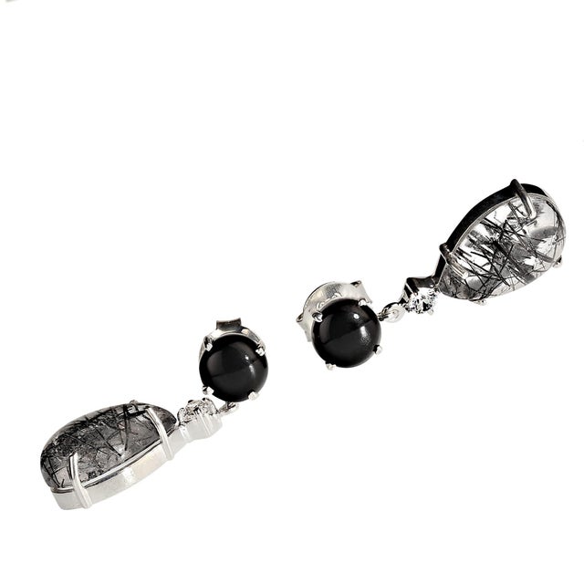 AJD Sophisticated Black and White Earrings - 2 Pieces For Sale - Image 4 of 4