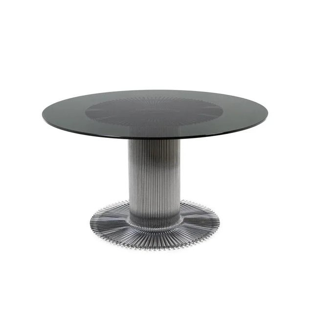 Black Chromed Metal and Smoked Glass Table, 1970s For Sale - Image 8 of 8