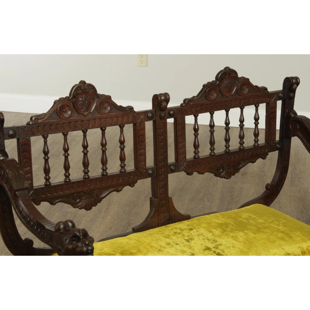 Italian Renaissance Style Antique Carved Double Back Settee For Sale - Image 11 of 13
