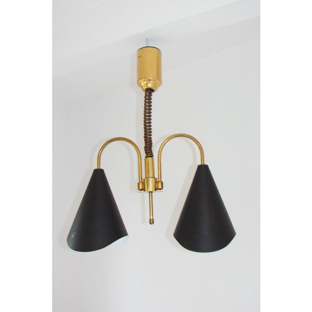 Mid-Century Modern Pendant Light in Brass and Metal, 1970s For Sale - Image 9 of 13