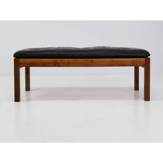 Brutalistic Danish Bench with Soft Leather Cushion, Denmark, 1970 For Sale - Image 4 of 10