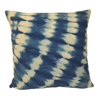 Vintage African Blue and White Square Decorative Pillow For Sale