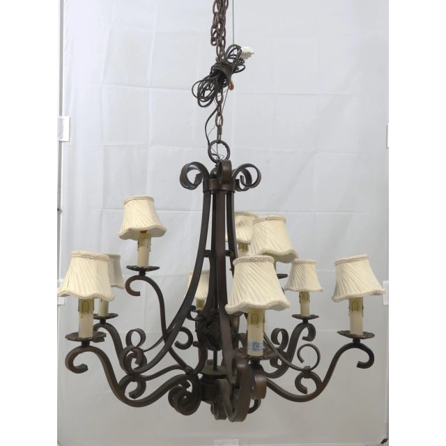 Heavy Wrought Iron 9 Arm Chandelier For Sale - Image 11 of 11