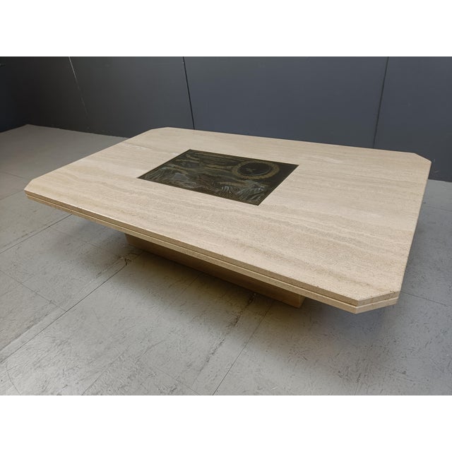 Vintage Etched Brass Coffee Table from Georges Mathias, 1970s For Sale - Image 9 of 12