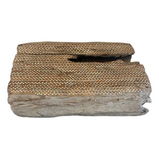 Andrianna Shamaris Teak Wood Shell Inlaid Coffee Table For Sale