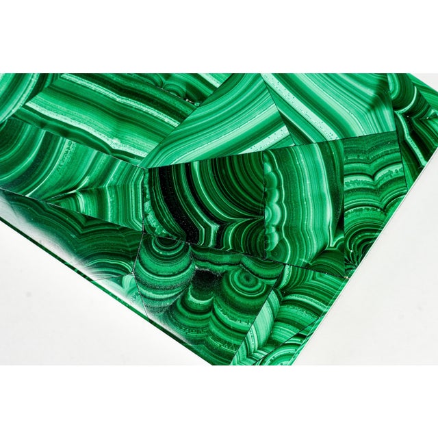 Stunning Vintage European Malachite Box Hand Cut Geometric Stone Mid Century Luxury Home Decor For Sale In New York - Image 6 of 14