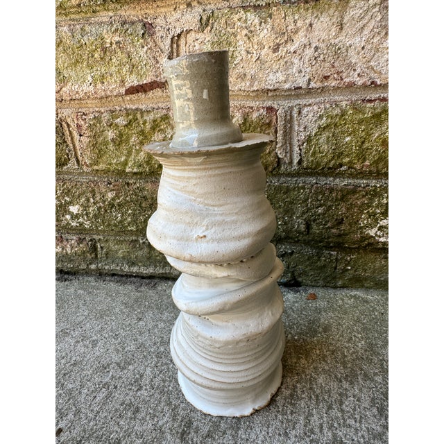 Off White Ceramic Pottery Vase For Sale - Image 13 of 17