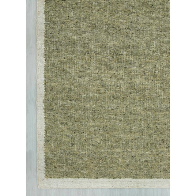 8x10 Natural Wool Jute Cream Green Solid Premium Rug For Sale - Image 9 of 17