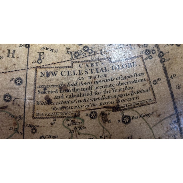 Antique Pair Georgian Terrestrial & Celestial Globes on Stands, Signed J. & W. Cary, 1802 and T. M. Bardin 1800 For Sale - Image 17 of 18