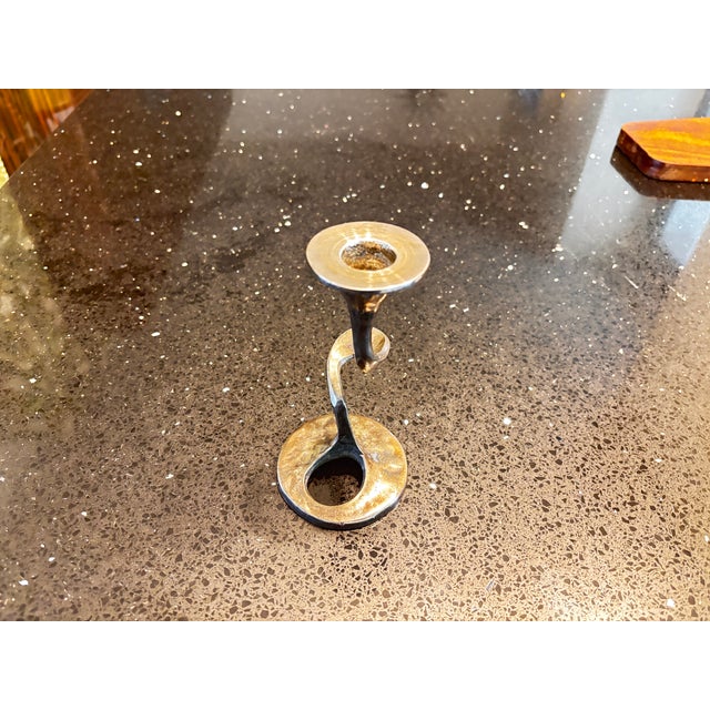 Brutalist Silver-Plated Metal Candlestick from the Amadeus Series by Kurt Jesch, Italy, 1960 For Sale - Image 4 of 12