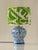 Royal Delft Blue & White Ceramic Table Lamp with New Green Ikat Shade For Sale - Image 11 of 11
