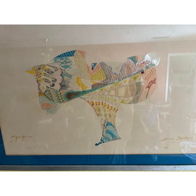 1980s Original Framed Abstract Art by Israeli Singer Boaz Sharabi For Sale - Image 4 of 10