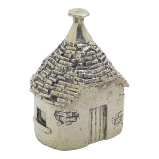 Vintage Italian Handmade Genuine Solid Sterling Silver 925 Trullo Traditional South Italian House Figurine For Sale