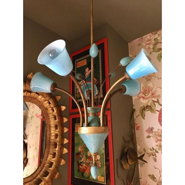 Boho Chic Antique Bohemian Brass and Crystal Ceiling Lamp For Sale - Image 3 of 6