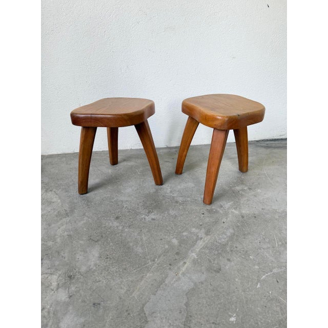 Oak Stools by Henri Bataille, 1950s, Set of 2 For Sale - Image 11 of 18